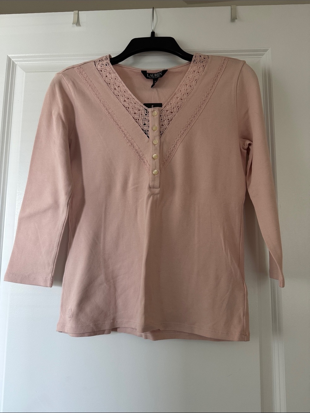NWT Ralph Lauren Cotton Lace 3/4 Sleeve Blouse Top Tunic